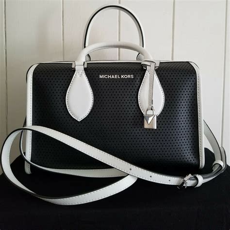 black and white michael kors bag|michael kors quilted black bag.